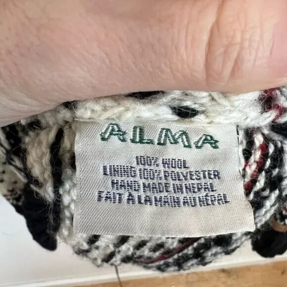 Vintage Alma Men’s Small Oversized Nordic 100% Wool Pullover Sweater 1/4 Zip - Picture 3 of 12